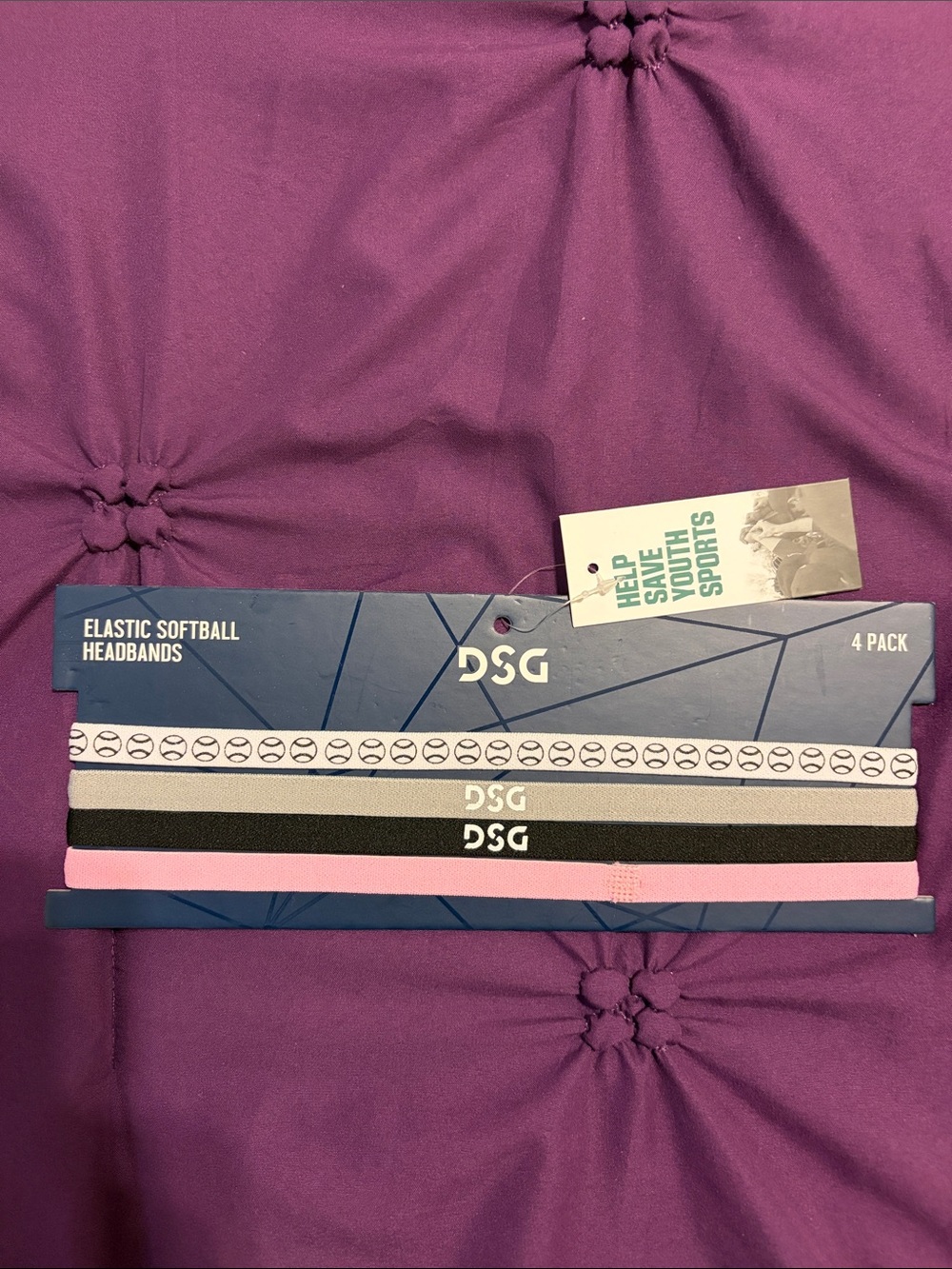 DSG Elastic Softball Headbands - Pink, Black, Gray, White (4-Pack)
